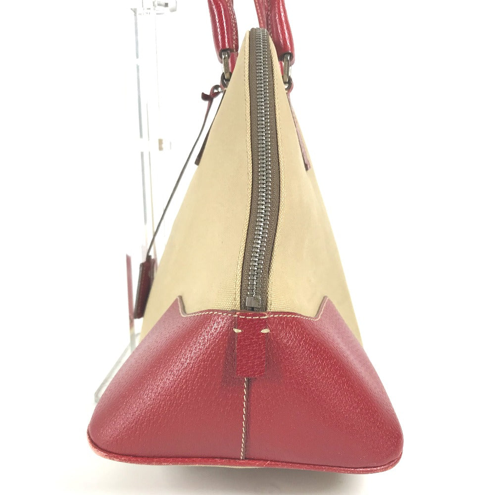 Prada Shoulder Bag Bn0081 Leather / Canvas Beige By Color Triangle Logo Plate