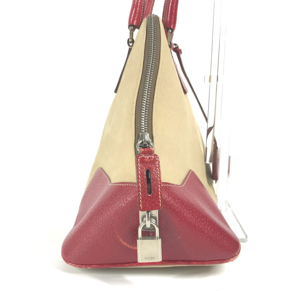 Prada Shoulder Bag Bn0081 Leather / Canvas Beige By Color Triangle Logo Plate