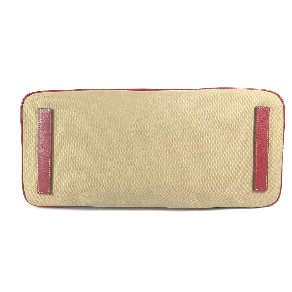 Prada Shoulder Bag Bn0081 Leather / Canvas Beige By Color Triangle Logo Plate
