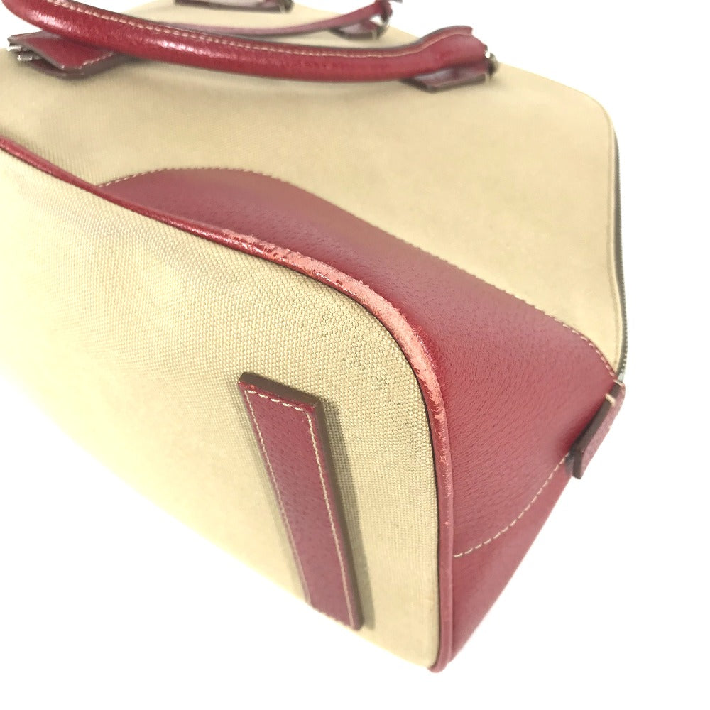 Prada Shoulder Bag Bn0081 Leather / Canvas Beige By Color Triangle Logo Plate