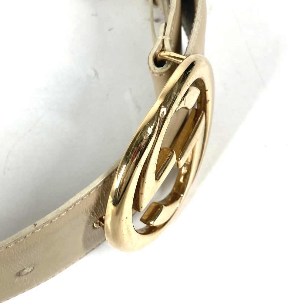 Gucci Belt 0370394 Leather Beige Gg Logo 65