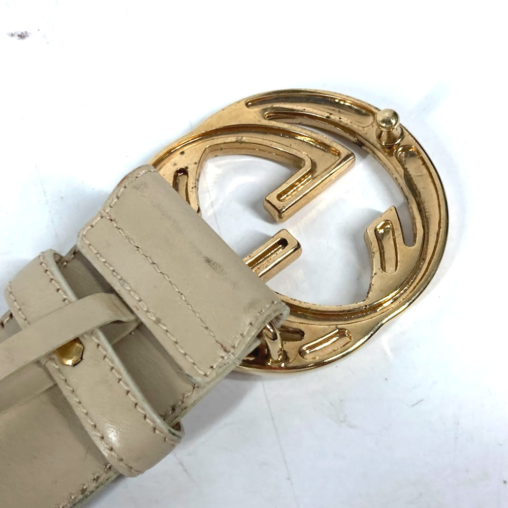 Gucci Belt 0370394 Leather Beige Gg Logo 65