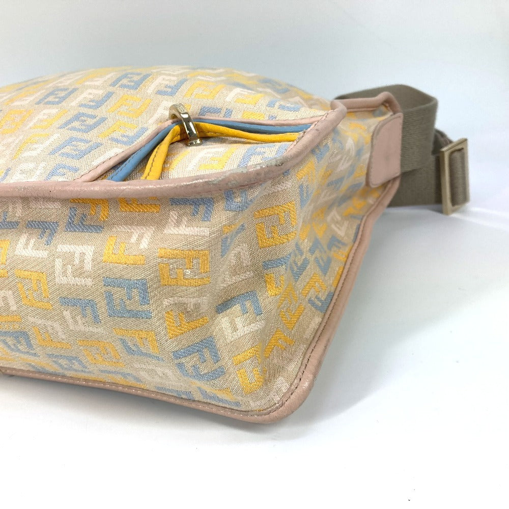 Fendi Shoulder Bag Leather / Canvas Multicolor Zucca Logo Unisex(Unisex)