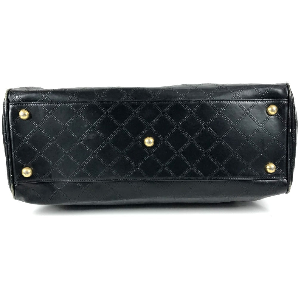 Versace Shoulder Bag Leather Black Vintage Sunburst Logo Women