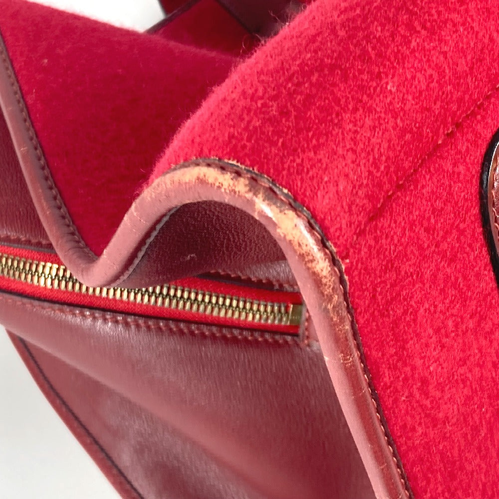 Hermes Boston Duffel Bag Felt, Leather Red H Punching Logo Hood