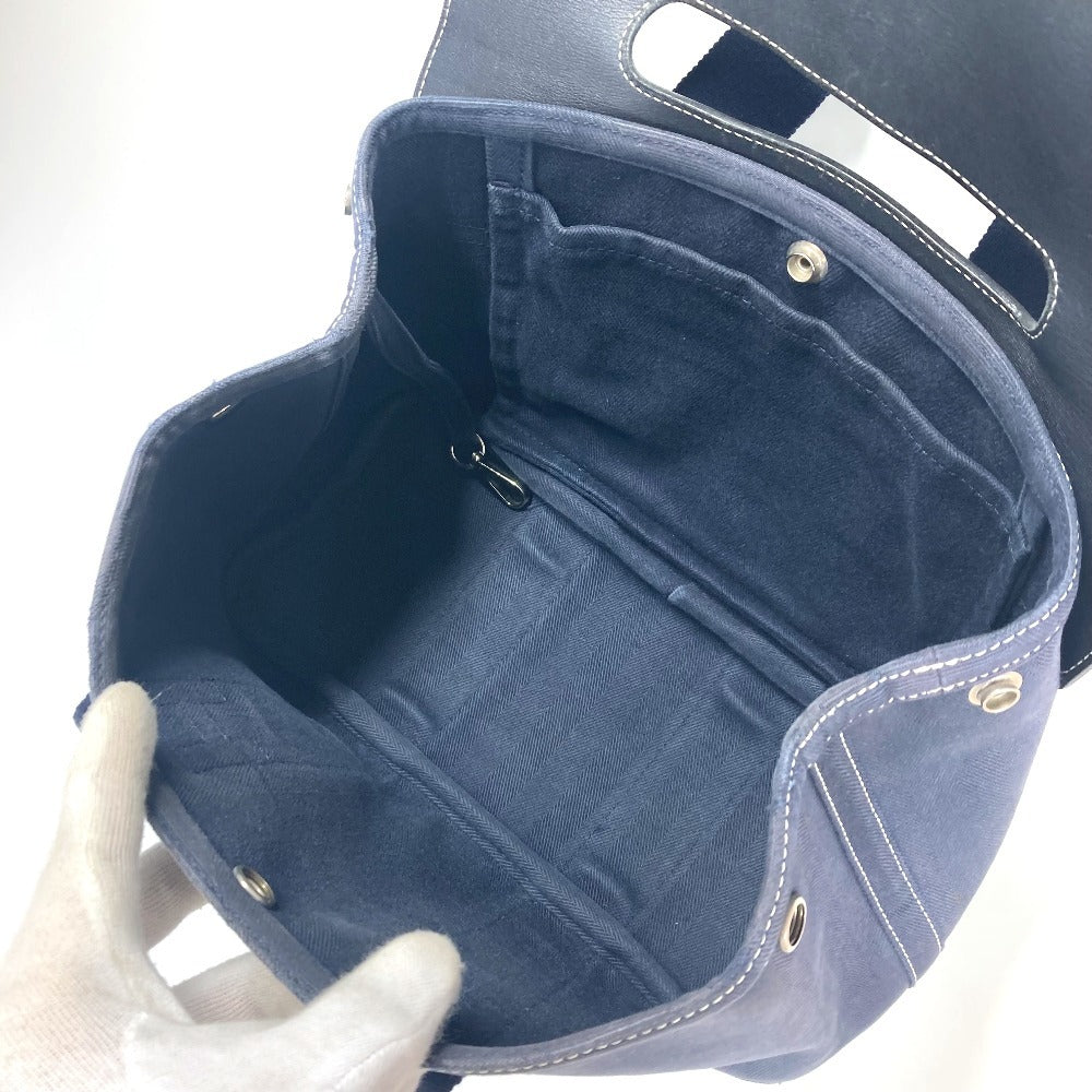 Hermes Handbag Leather / Canvas Navy Valparaiso Pm Valparaiso