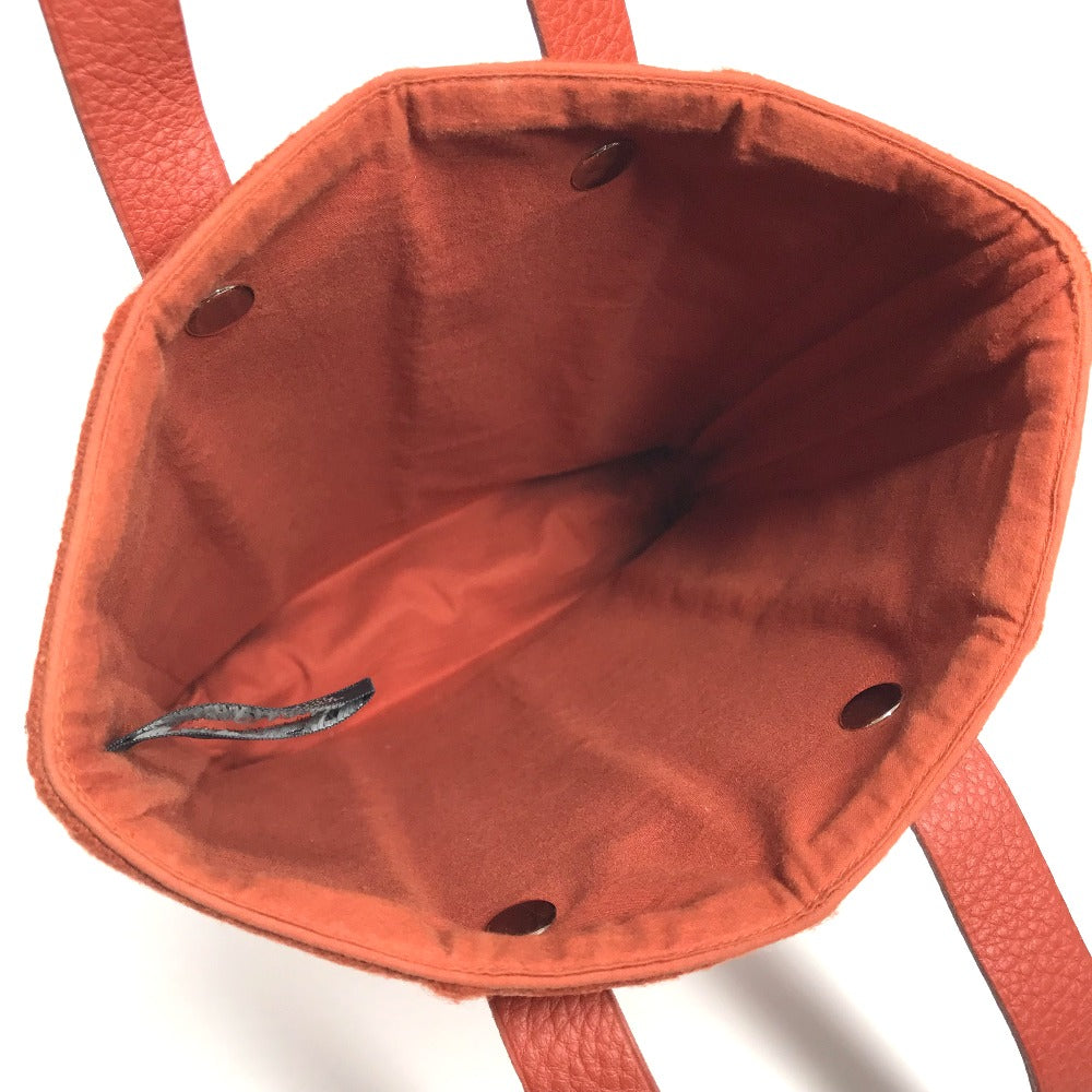 Hermes Handbag Wool, Leather Orange Amedaba Pm