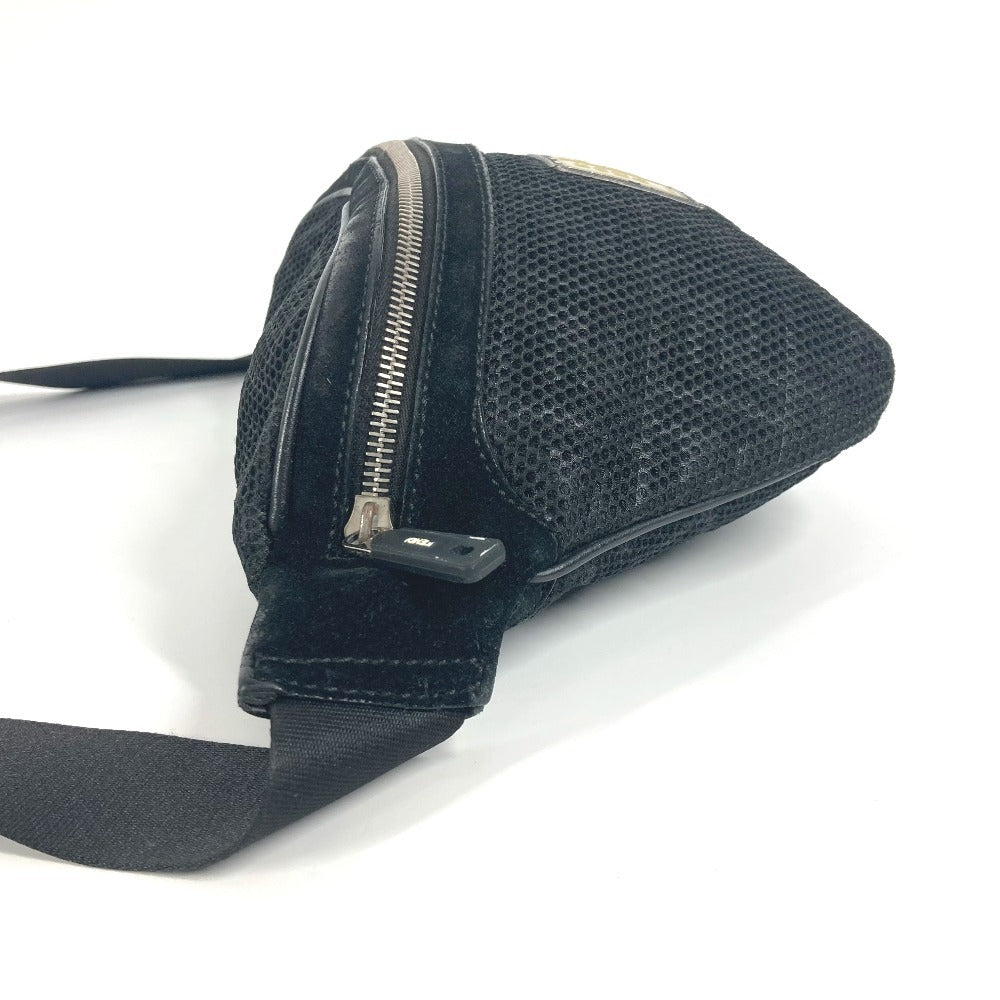Fendi Sling Bag Nylon Canvas Black Logo Mesh Zucca Unisex(Unisex)