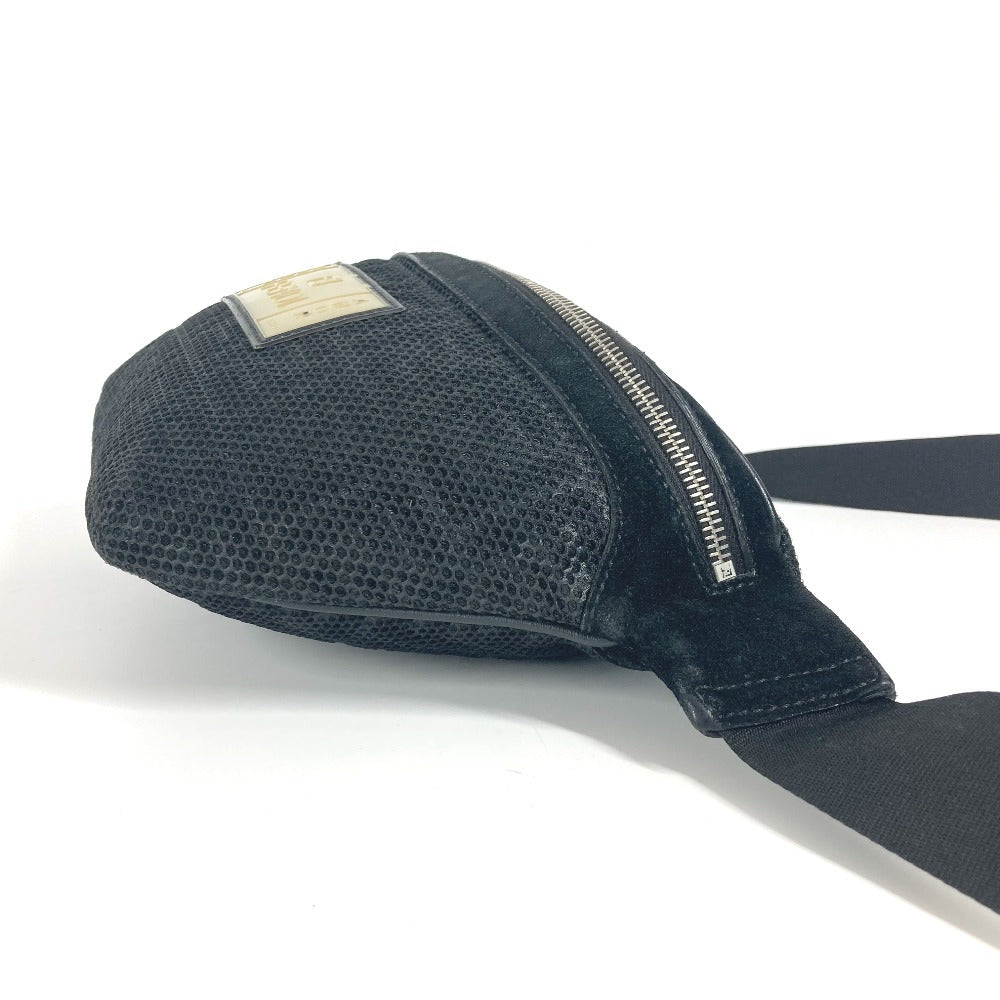 Fendi Sling Bag Nylon Canvas Black Logo Mesh Zucca Unisex(Unisex)