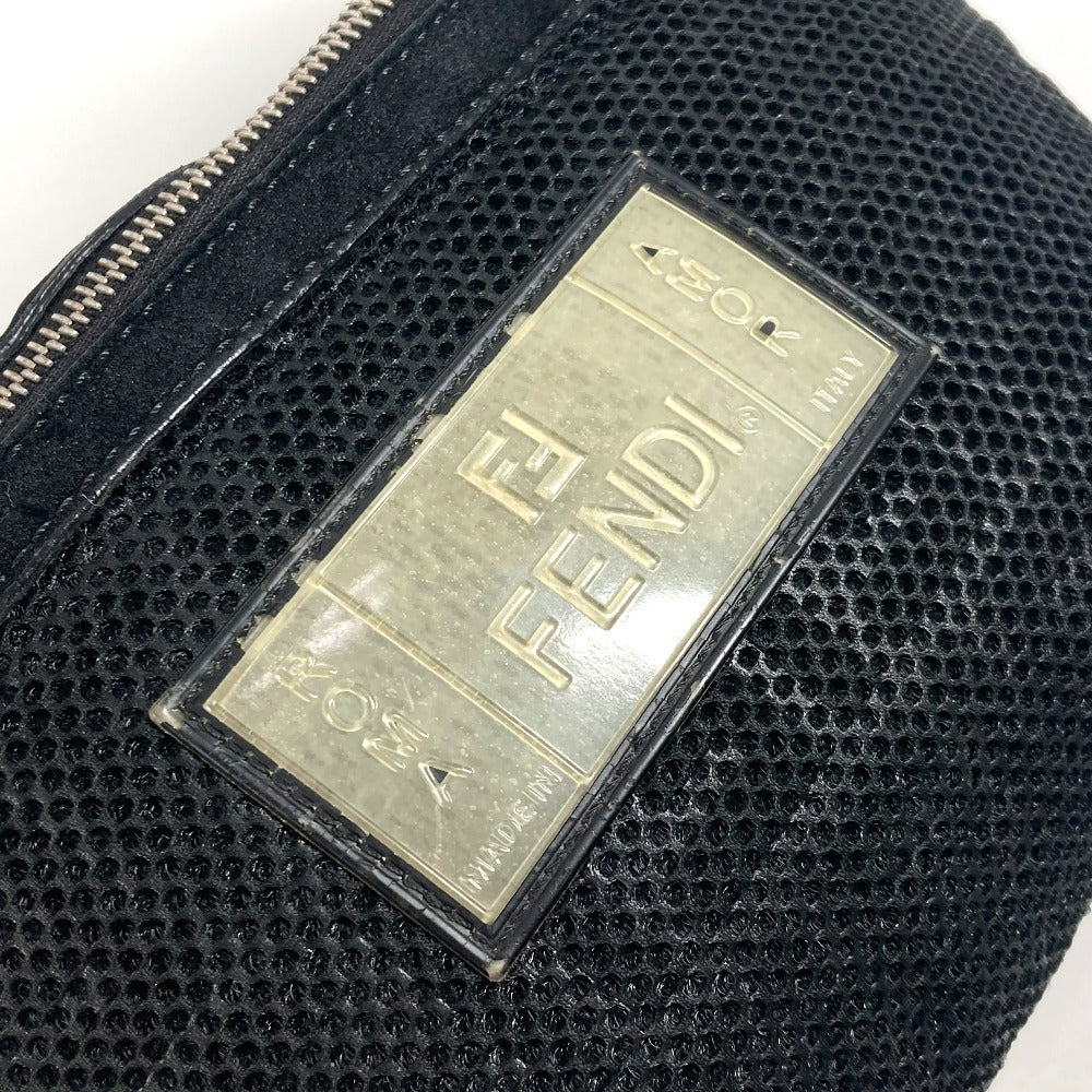 Fendi Sling Bag Nylon Canvas Black Logo Mesh Zucca Unisex(Unisex)