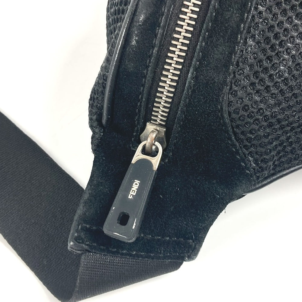 Fendi Sling Bag Nylon Canvas Black Logo Mesh Zucca Unisex(Unisex)