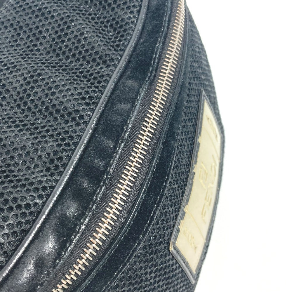Fendi Sling Bag Nylon Canvas Black Logo Mesh Zucca Unisex(Unisex)