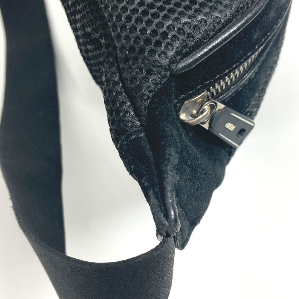 Fendi Sling Bag Nylon Canvas Black Logo Mesh Zucca Unisex(Unisex)