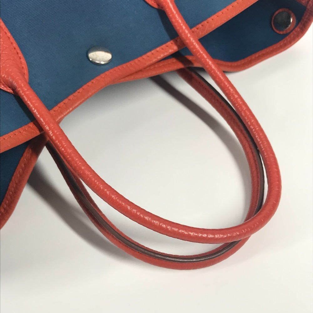 Hermes Tote Bag Leather / Canvas Blue Garden Party Tpm