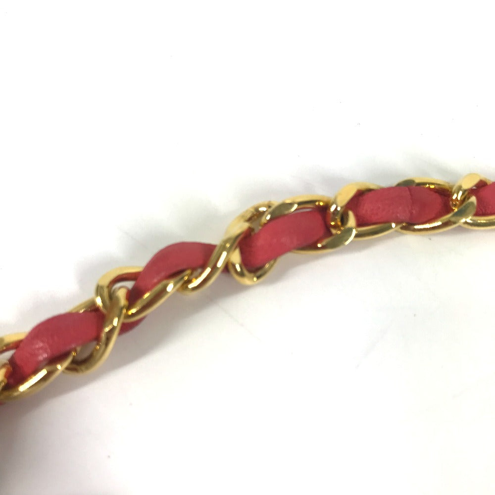 Chanel Belt Leather Pink Vintage Coin Women 80/32