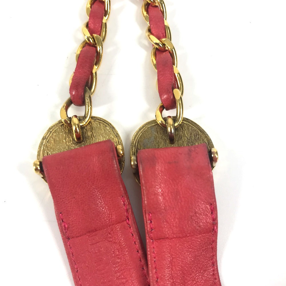 Chanel Belt Leather Pink Vintage Coin Women 80/32
