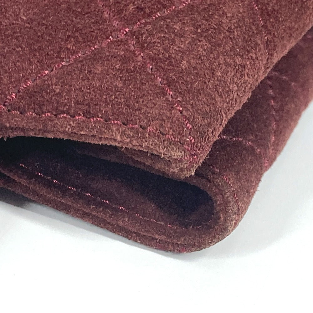 Chanel Handbag Suede Wine-Red Tote Bag Vintage Turnlock Cc Coco Mark Matelasse Quilting Women