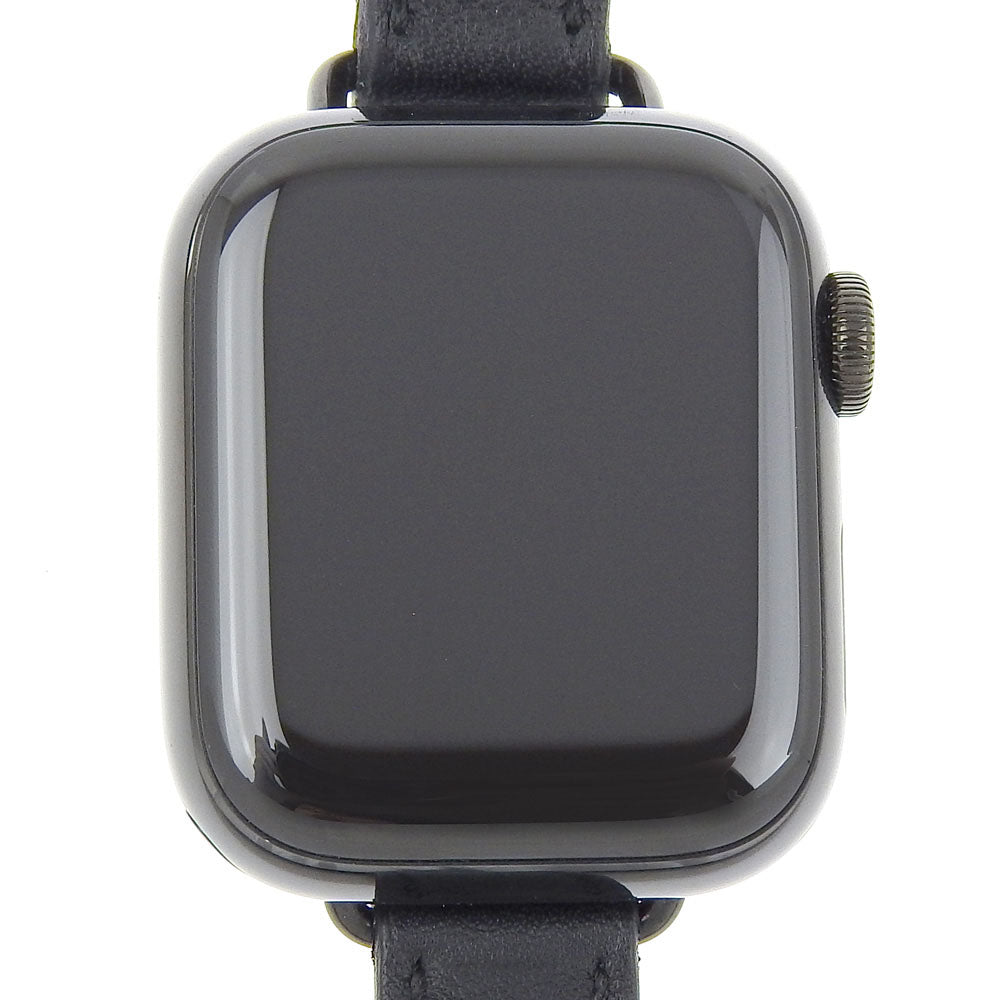 Hermes Watches Quartz Wr-50M Stainless Steel , Embossed Leather Black Series 7 Gps Apple Watch