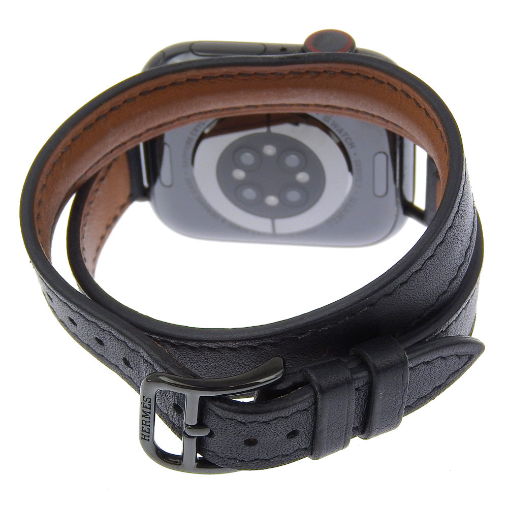 Hermes Watches Quartz Wr-50M Stainless Steel , Embossed Leather Black Series 7 Gps Apple Watch