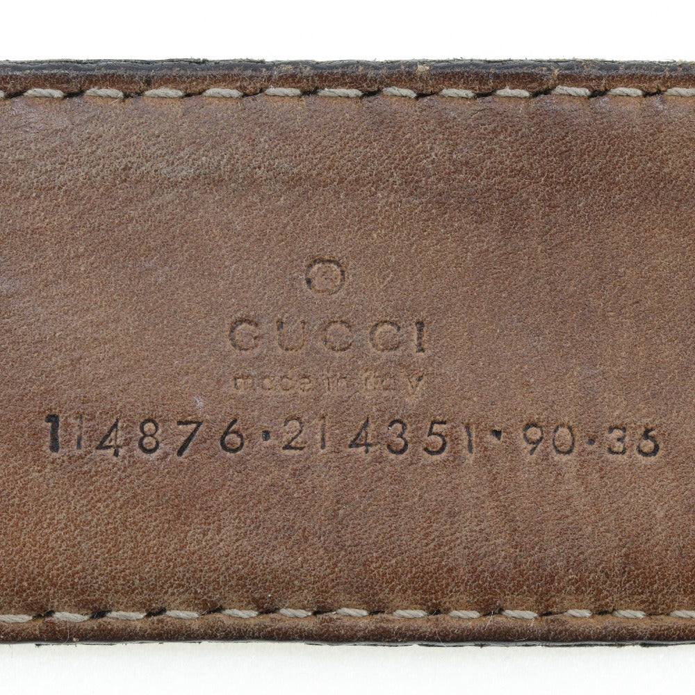 Gucci Belt 114876 Sima Leather Black Gg Interlocking Mens 90
