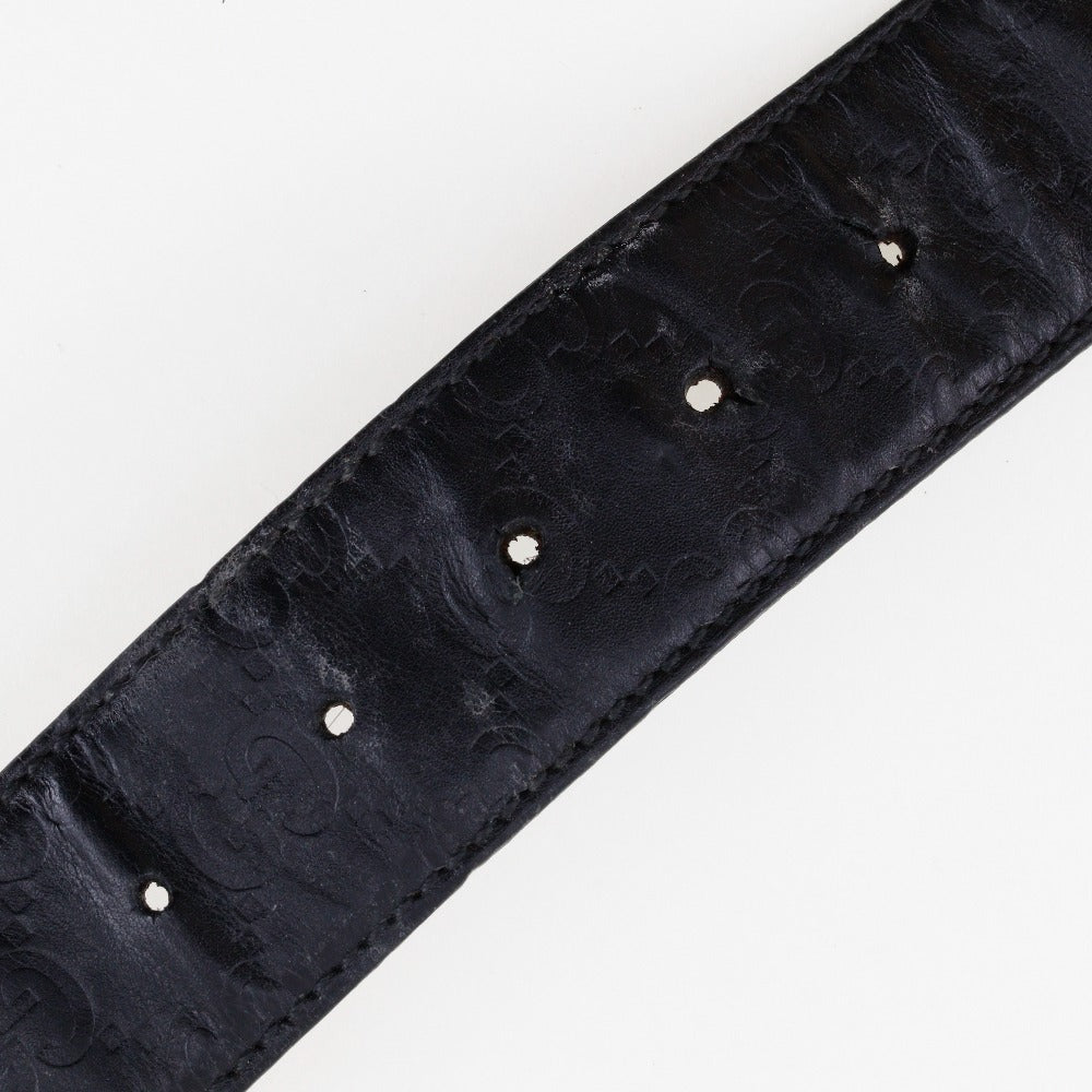 Gucci Belt 114876 Sima Leather Black Gg Interlocking Mens 90