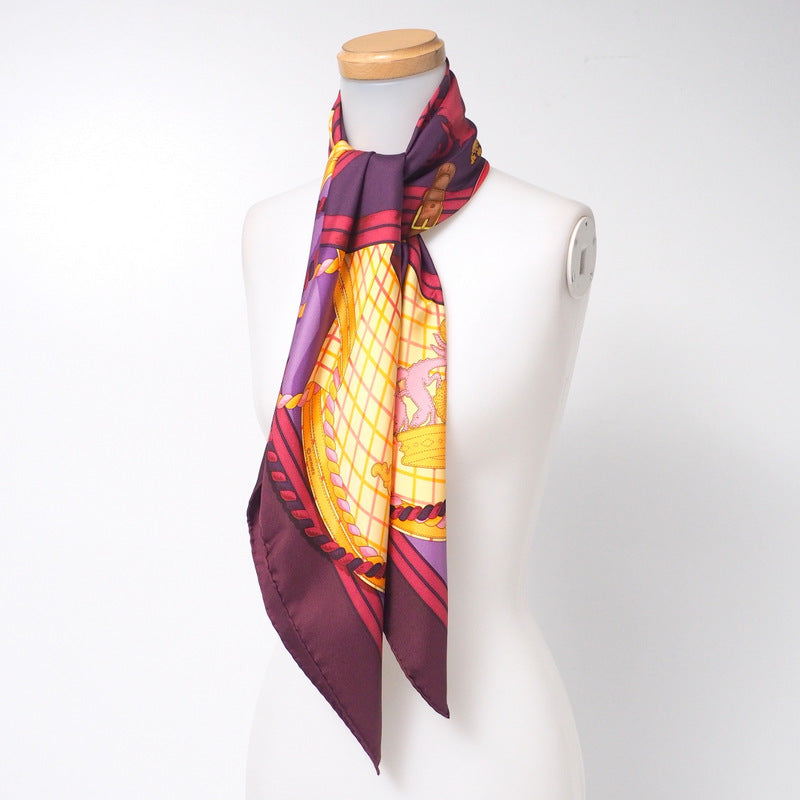 Hermes Scarf Twill Purple Carre90 Grande Tenue Horse Dress Women