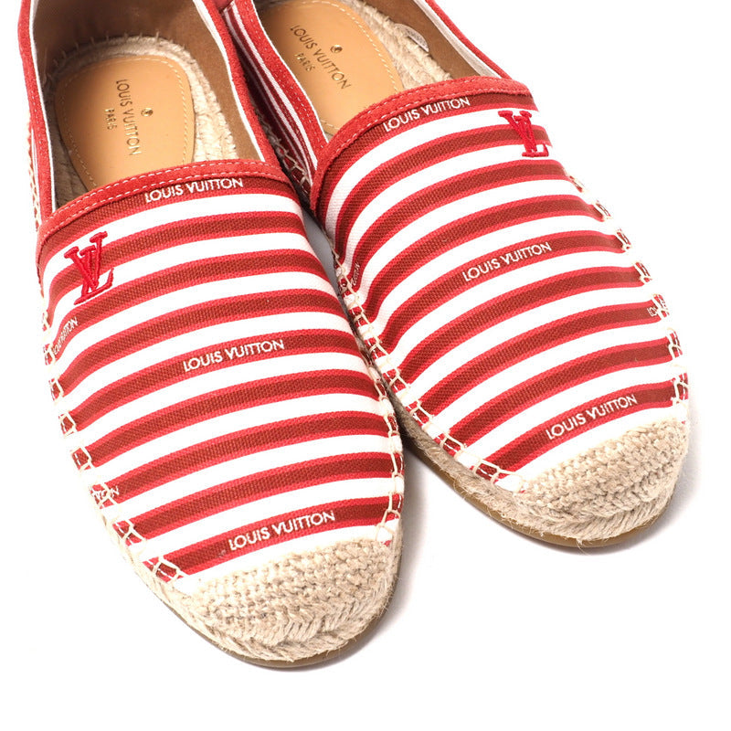 Louis Vuitton Slip-On Canvas Red X White Mens 7