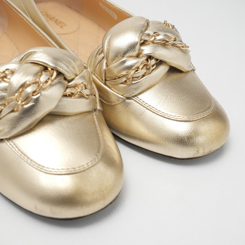 Chanel Pumps G32954 Leather Gold Women 36.5C