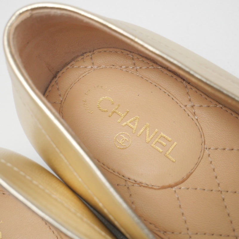 Chanel Pumps G32954 Leather Gold Women 36.5C
