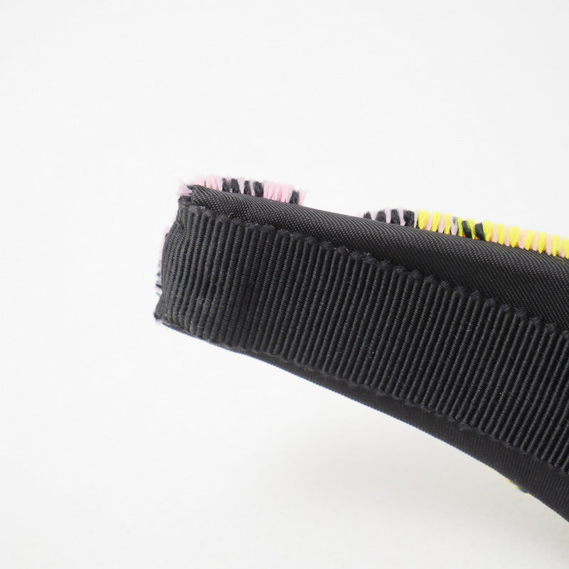 Prada Hair Accessory Velor Multicolor Hairband With Triangle Logo Headband Check Pattern Women
