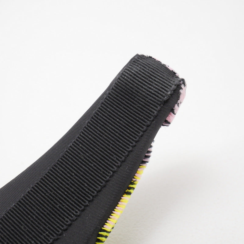 Prada Hair Accessory Velor Multicolor Hairband With Triangle Logo Headband Check Pattern Women