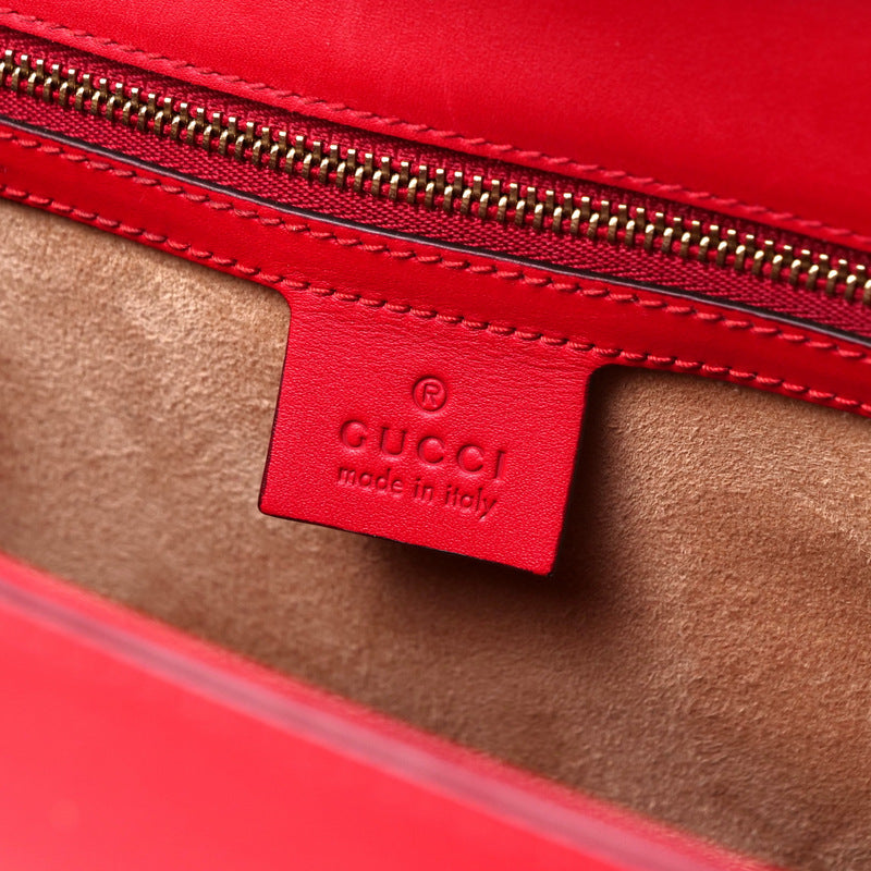 Gucci Handbag 431665 Genuine Leather Red/Metal