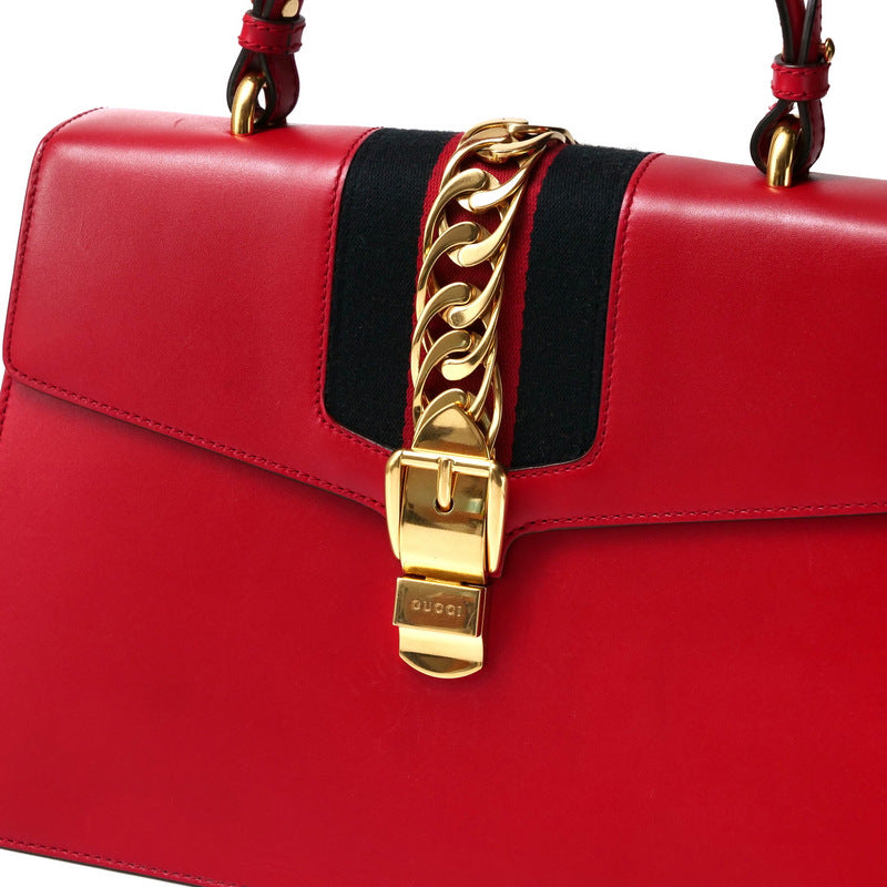 Gucci Handbag 431665 Genuine Leather Red/Metal