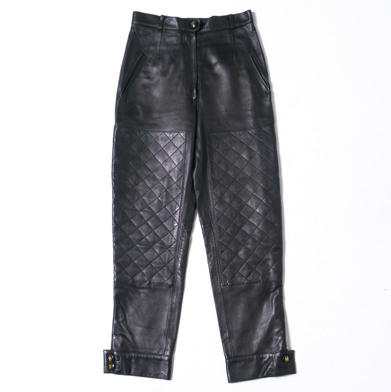 Chanel Pants 31407 Lambskin Black Women 40
