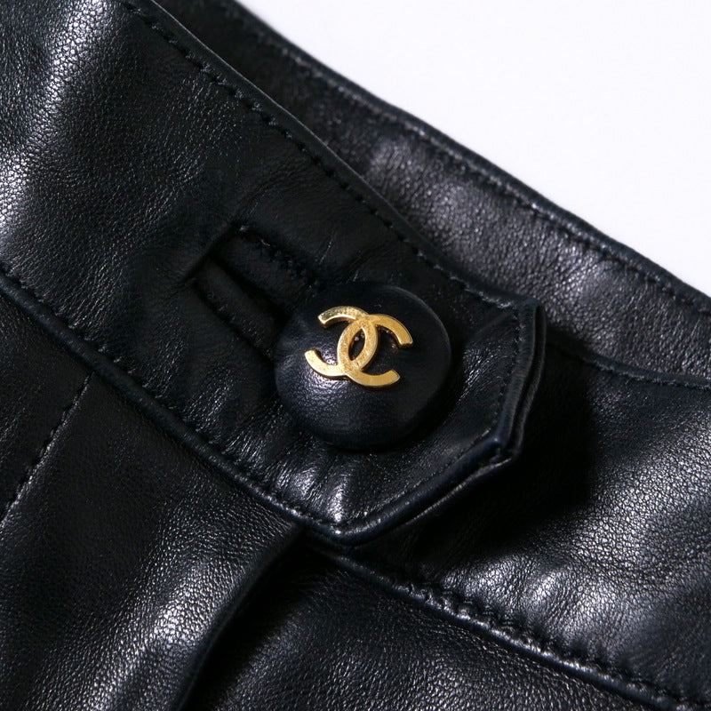 Chanel Pants 31407 Lambskin Black Women 40