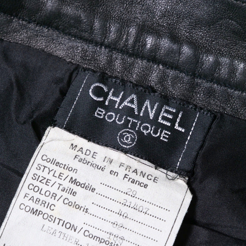 Chanel Pants 31407 Lambskin Black Women 40