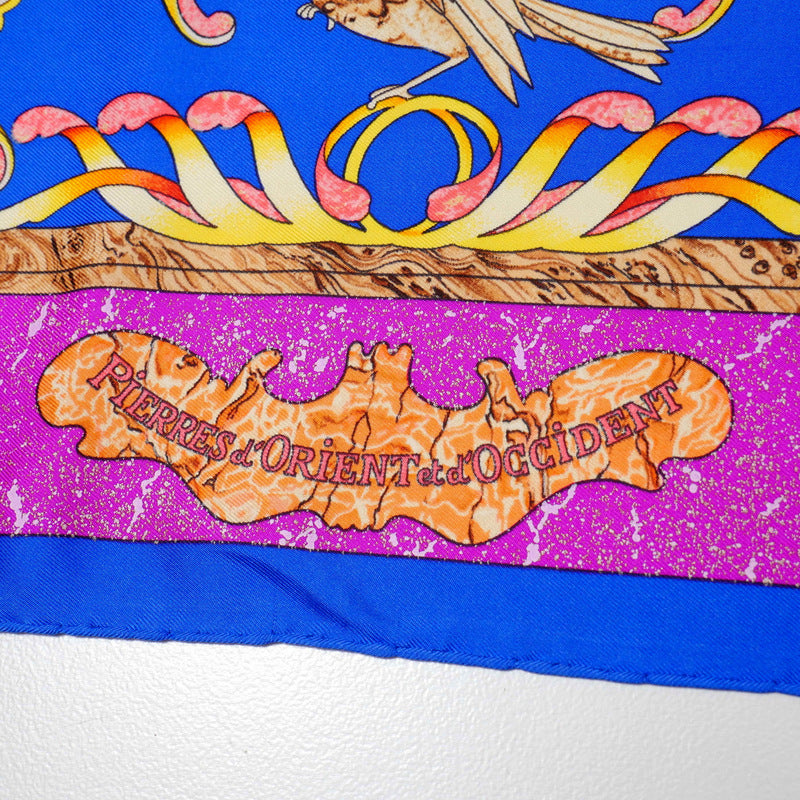 Hermes Scarf Twill Blue, Purple, Etc. Carre90 Pierres D'Orient Et D'Occident Eastern Stone And