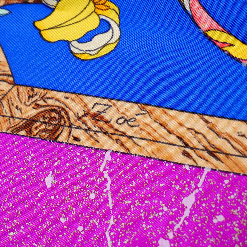 Hermes Scarf Twill Blue, Purple, Etc. Carre90 Pierres D'Orient Et D'Occident Eastern Stone And