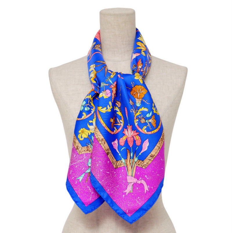 Hermes Scarf Twill Blue, Purple, Etc. Carre90 Pierres D'Orient Et D'Occident Eastern Stone And