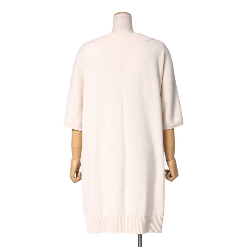 Hermes One Piece Cashmere Ivory Women 34