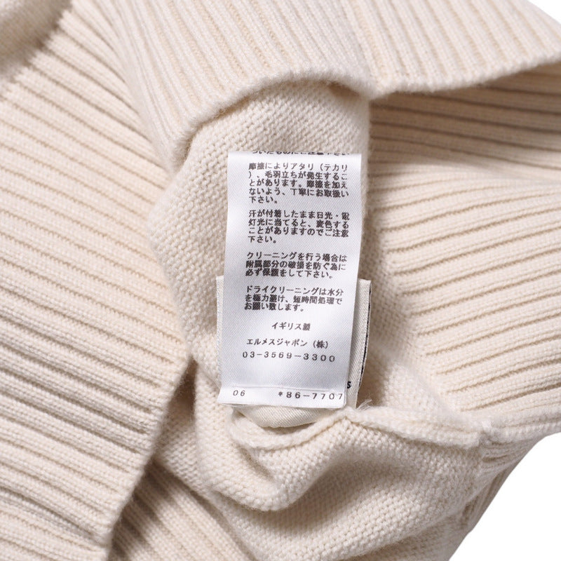 Hermes One Piece Cashmere Ivory Women 34
