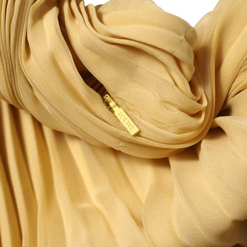 Loewe Long Skirt S359344Xbp 100% Polyester/Calf Leather Yellow / Black / Silver Women 34