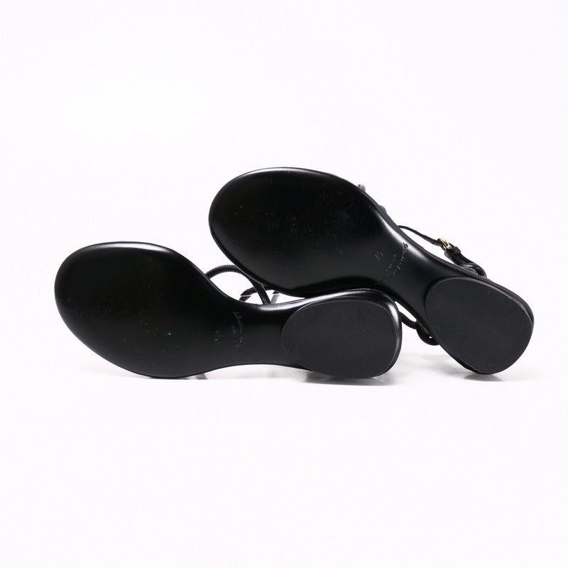 Salvatore Ferragamo Sandals 0732771 Leather Black Augusta Women 4.5 D