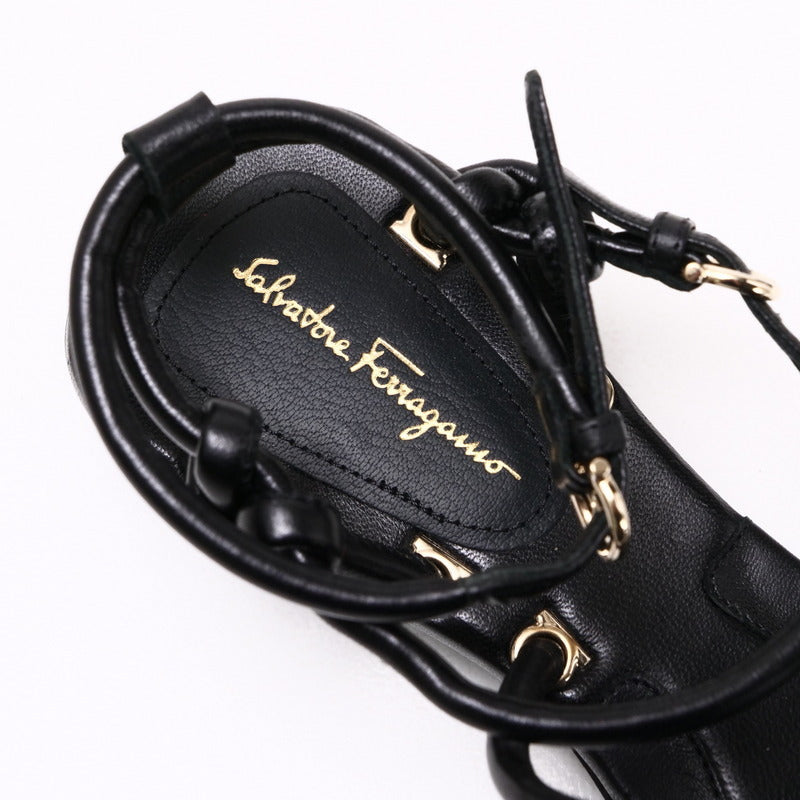 Salvatore Ferragamo Sandals 0732771 Leather Black Augusta Women 4.5 D
