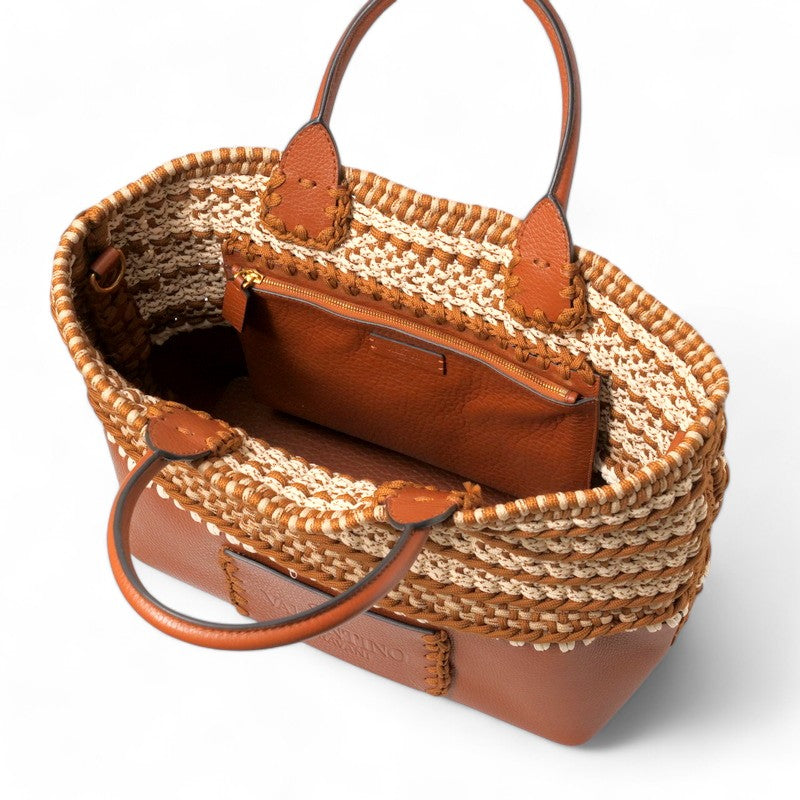 Valentino Garavani Tote Bag Leather Brown Unisex(Unisex)