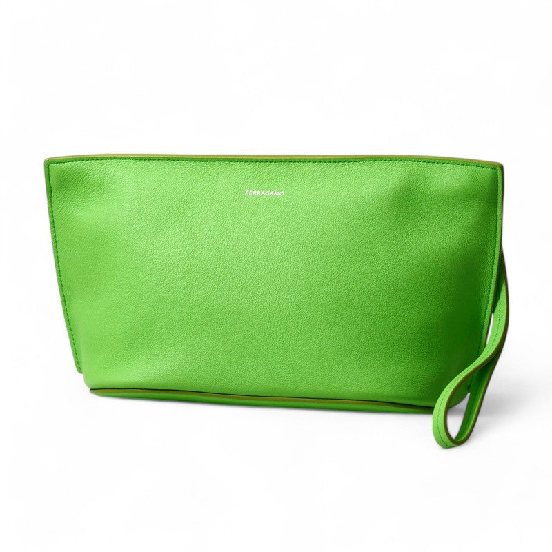 Salvatore Ferragamo Clutch Bag Au-24/1390 Leather Light Green Women Au-24/1390