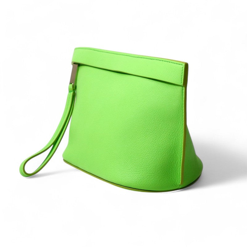 Salvatore Ferragamo Clutch Bag Au-24/1390 Leather Light Green Women Au-24/1390
