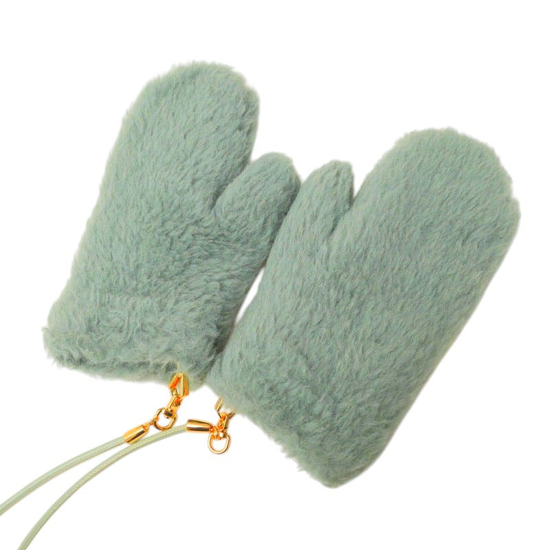 Max Mara Glove 23456606336 Alpaca, Virgin Wool, Silk, Lining=Wool Green Teddy Bear Women Sm