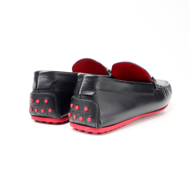 Todfs Loafers Leather Black Mens 7 1/2