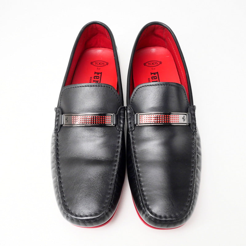 Todfs Loafers Leather Black Mens 7 1/2